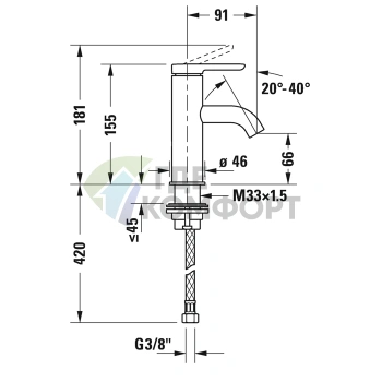 Смеситель для раковины Duravit C.1 однорычажный, на 1 отверстие, хром (C11010002010) - фото 2