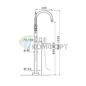 Напольный смеситель для ванны CISAL LineaViva с ручной лейкой — элегантный белый матовый (LV0142004Q) - фото 2
