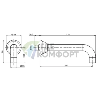 Смеситель для ванной FIMA | Carlo Frattini Wellness настенный, 207 мм, хром (F2156CR) - фото 2