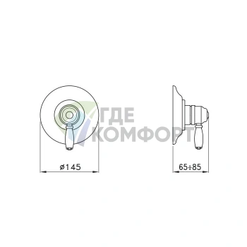 Встраиваемый смеситель для душа STELLA ROMA золото 24К 3292MC P.V (RM 01410 AU00) - фото 2