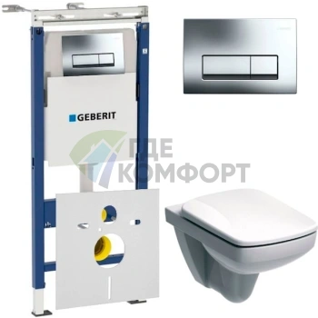 Комплект для скрытого монтажа: инсталляция Geberit 458.125.21.1 с чашей IFO Special и крышкой-сиденьем IFOl с микролифтом + шумоизоляция - фото 1