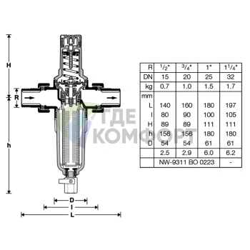 Фильтр для воды Honeywell Braukmann с редуктором на холодную воду FK 06 1/2