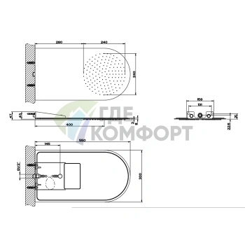 GESSI Tremillimetri Душевая головка настенная 300x550 мм Black Metal Brushed PVD (33071#707) - фото 2