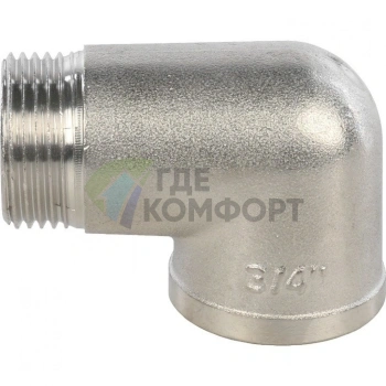 Угольник STOUT наружная/внутренняя резьба латунный НВ 3/4 никелированный - фото 2