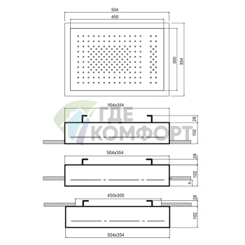 Верхний душ Fantini Acquafit 50x35 см с двойным дождевым потоком, светодиодной подсветкой и хромотерапией в золотом цвете (79 01 K021) - фото 2