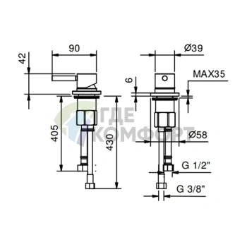 Стильное управление для ванны Fantini Nostromo в матово-черном цвете (50 13 E895) - фото 2