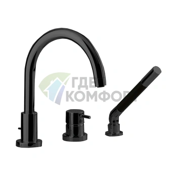 Смеситель для ванны CISAL Less New с ручным душем, матовый черный (LN00126040) - фото 1