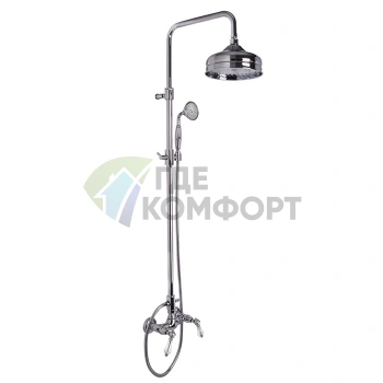 Смеситель для душа FIMA Carlo Frattini Herend Chic с душевой штангой, верхним душем и ручками Swarovski, хром (F5405/2CCR) - фото 1