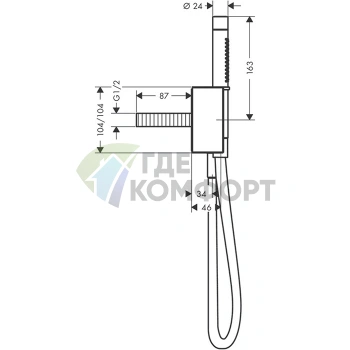 Ручной душ AX Edge 2jet с держателем и алмазной огранкой в полированном золоте (46521990) - фото 2