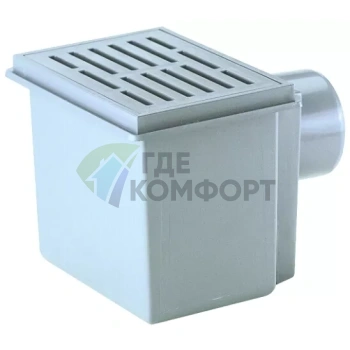 Трап HL71 с решеткой 170x240 мм-с грязесброником-лочком-прочисткой и горизонтальным выпуском DN110 - фото 1