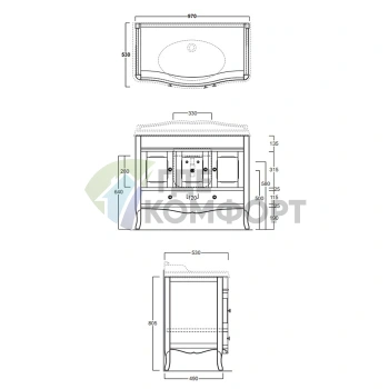 Раковина-консоль SIMAS Arcade 105 105x56 см, белая, с отверстием под смеситель - фото 2