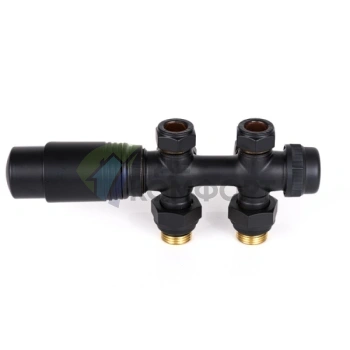 Узел нижнего подключения универсальный Delta Duo черный RAL 9005 с термоголовкой М30x1.5 - фото 4