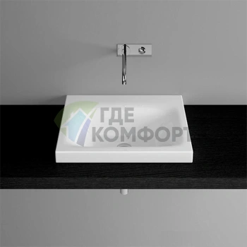 Раковина BETTELUX встраеваемая на столешницу 60x49 5x6-12см без отвпод смесительитель без перелива с крепежем цвет белый - фото 1