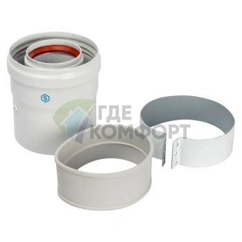 Адаптер для котла Stout DN60/100 вертикальный коаксиальный SCA-6010-210100 - фото 1