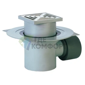 Трап HL72.1N с решеткой 147x147 мм-с сеткой и вертикальным выпуском DN75/110 - фото 1