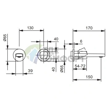 Смеситель для раковины Fantini Lame встраиваемый, на 2 отверстия, без донного клапана, хром (24 02 M009B) - фото 2