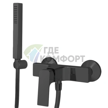 Настенный смеситель для душа FIMA Carlo Frattini с душкомплектом, черный матовый (F3385NS) - фото 1