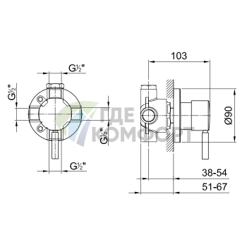 Переключатель Fantini Nostromo для двух источников 1/2 (нержавеющая сталь) (50 93 1678B) - фото 2