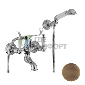 Настенный смеситель для ванны и душа CISAL Arcana Toscana с лейкой, комплект бронза (TS00012027) - фото 1