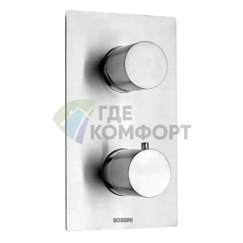 Термостат для душа Bossini Inox встраиваемый с девиатором 5 режимов, цвет брашированная сталь (INZ003.075) - фото 1