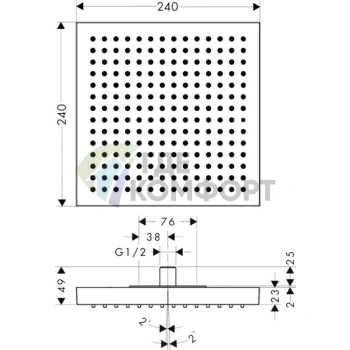 Потолочный душ AX ShowerCollection 240x240 мм хром (10924000) - фото 2