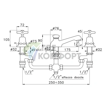 Смеситель Stella Italica для борта ванны на 3 отверстия, хром (IT 02300 CR00) - фото 2
