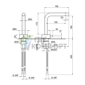Смеситель для раковины Fantini AF/21: матовая натуральная сталь, 1 отверстие, излив 155 мм (27 93 A004WF) - фото 2