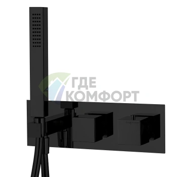 Термостатический смеситель для душа FIMA Carlo Frattini FIMATHERM встраиваемый на 2 выхода с комплектом душа, черный матовый (F3989NX3NS ) - фото 1