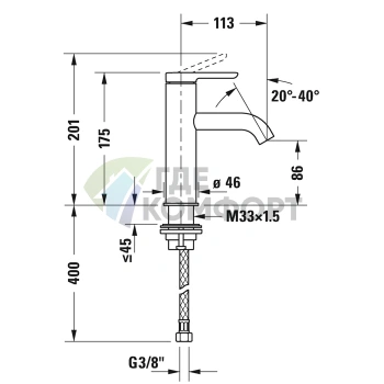 Смеситель для раковины Duravit C.1, 1 отв., излив 113 мм, хром (C11020002010) - фото 2