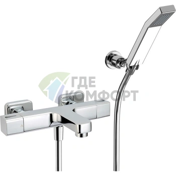 Термостатический смеситель для ванны и душа CISAL Cherie с лейкой, держателем и шлангом (хром) (CUD2102021) - фото 1