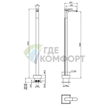 Стильный напольный смеситель FIMA Carlo Frattini Quad для раковины в матовом черном цвете (F3721/PNS.WS) - фото 2