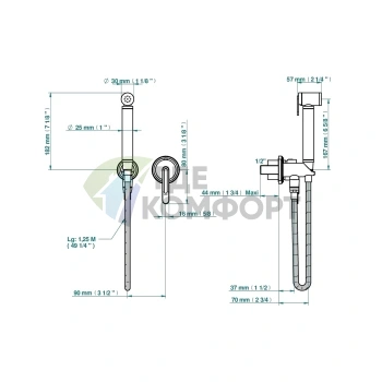 Гигиенический душ с однорычажным смесителем в полной комплектации, цвет полированное золото (U8D-F01-5840/MBG) - фото 2