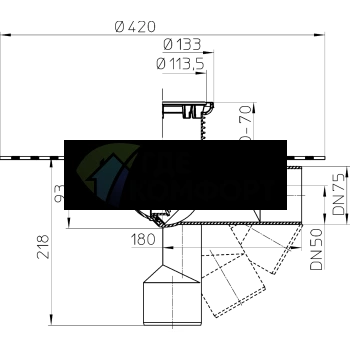 Трап HL80HR с решеткой 133x133 мм-гидроизоляционным полотном-незамерзающим затвором и выпуском в виде поворотного шарнира от 0° до 90° - фото 3