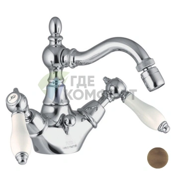 Смеситель для биде FIMA Carlo Frattini Herend: донный клапан и вращающийся излив, бронза (F5412BR) - фото 1