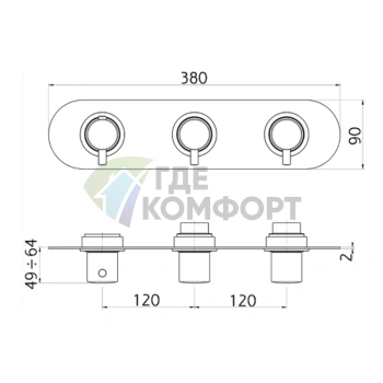 Термостатический смеситель CISAL Less New для встраивания (внешняя панель, Nero Opaco) (LN01R20040) - фото 2