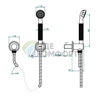Душевой комплект THG SUN DRAGON в полированном золоте: готовое решение для вашей ванной (U5D-F01-52) - фото 2