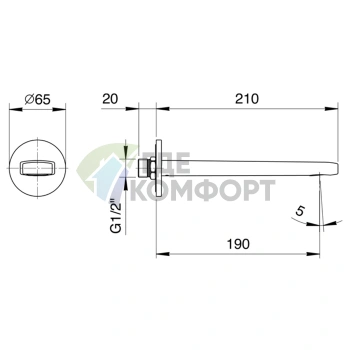 Настенный излив для ванны Fantini Lame в хроме (24 02 M045) - фото 2
