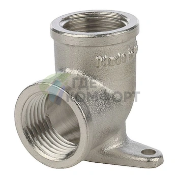 Угольник STOUT с креплением внутренняя резьба латунный ВР 1/2 никелированный - фото 1