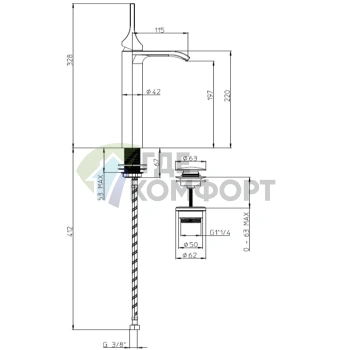 Смеситель для раковины BOSSINI APICE однорычажный, с донным клапаном, матовый белый (E89602.045) - фото 2