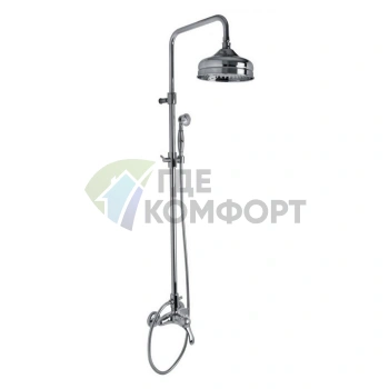 Смеситель для душа Carlo Frattini FIMA с душевой стойкой и верхним душем, хром (F3305/2CR) - фото 1