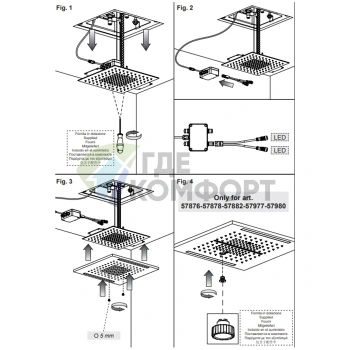 Душевая система Gessi Colour 500х500 мм с хромотерапией и 3 режимами, цвет Gold PVD (57977#246) - фото 2