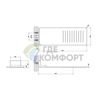 Настенный верхний душ GESSI 550х200 мм, матовый черный (33095#299) - фото 2