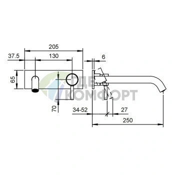 Смеситель для раковины Fantini Nostromo накладной, нержавеющая сталь (50 93 E814B) - фото 2