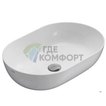 Раковина GLOBO DISPLAY для установки в столешницу 75×40×15 см без отверстия под смеситель, белая - фото 1