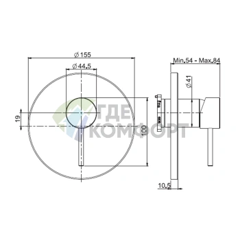 Смеситель для душа FIMA Carlo Frattini Spillo Up встроенный, чёрный матовый (F3039X1NS) - фото 2