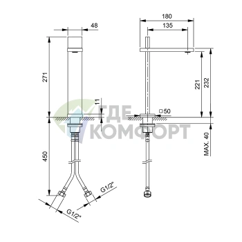 Смеситель для раковины Fantini Ak/25 с высоким изливом, покрытие Matt Gun Metal PVD (48P5T006WF) - фото 2