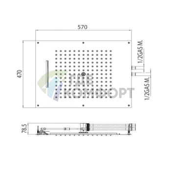 Верхний душ BOSSINI DREAM/2 570×470 мм – 2 режима (дождь, каскад), белый матовый (H38925.045) - фото 2