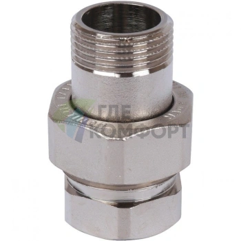 Разъемное соединение американка ВН 3/4, уплотнение под гайкой под гайкой, никелированное Stout - фото 1