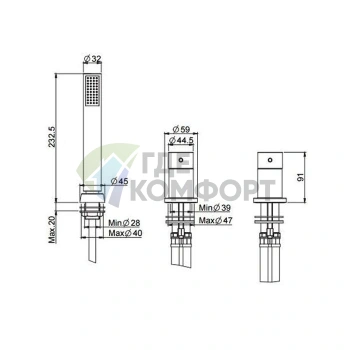 Смеситель для ванны Carlo Frattini Spillo Up двойной с ручным душем (F3044/1CR) - фото 2