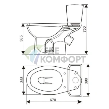 Унитаз-компакт Элисса красный от Оскольской керамики - фото 3